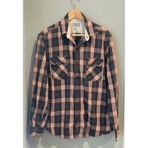 Lucky Brand Mens‎ Plaid Flannel Shirt Button Up Long Sleeve Size Medium